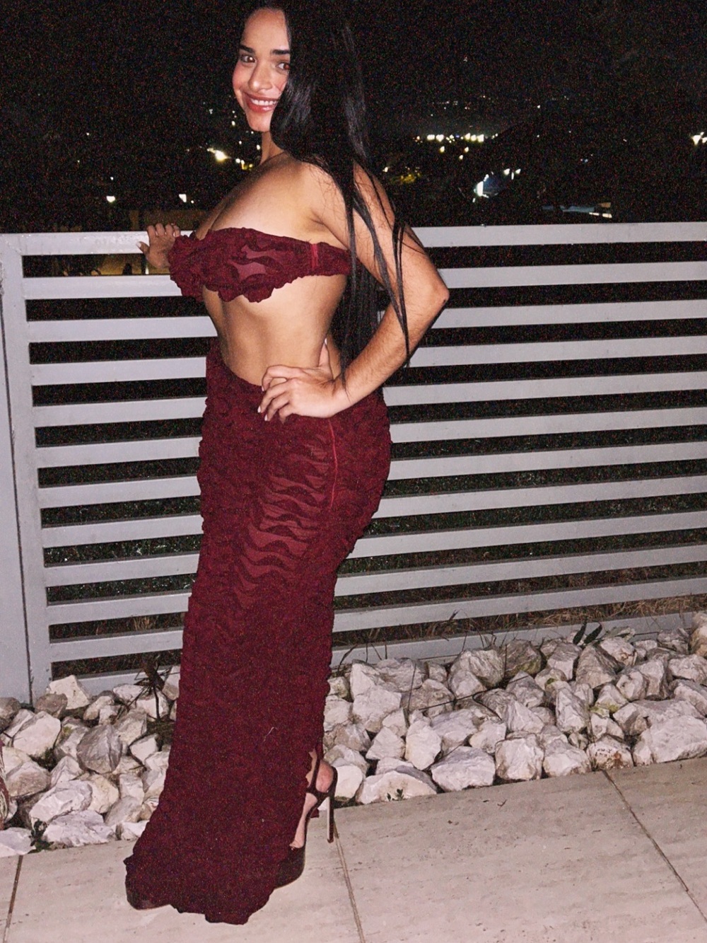 PrettyLittleThing Burgundy Ruffle Two-Piece Skirt Set